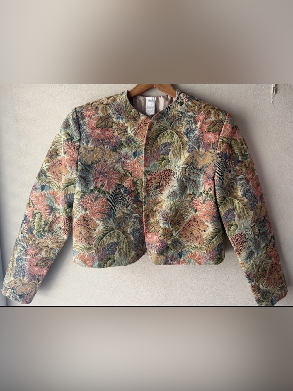 Vintage Jennie Vaughn Safari Tapestry Cropped Jacket M